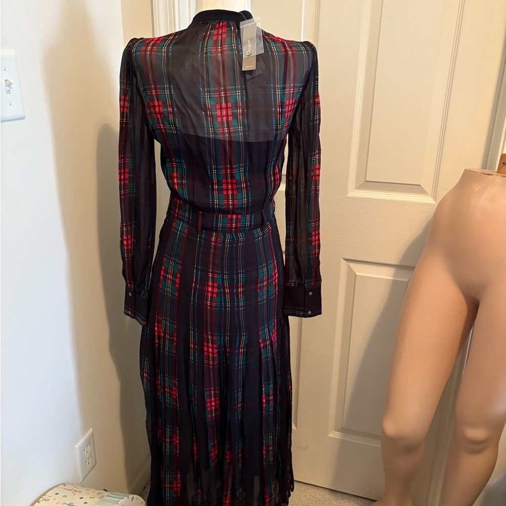 Women’s J. Crew size XXS Elegant Plaid Sheer Dress NWT $268 - Picture 8 of 12